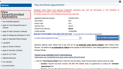 Pay and Book Appointment