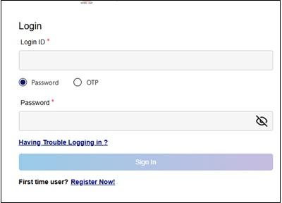  login page enter user id password