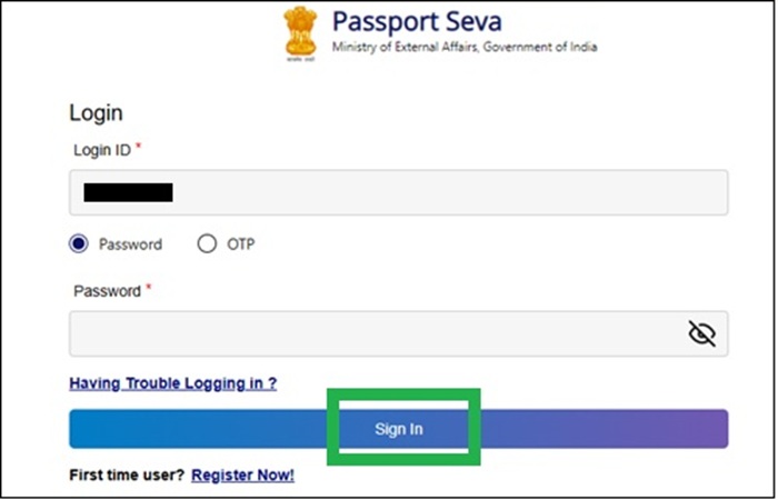 login page