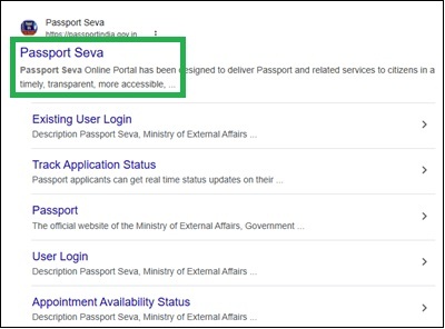 passport website open