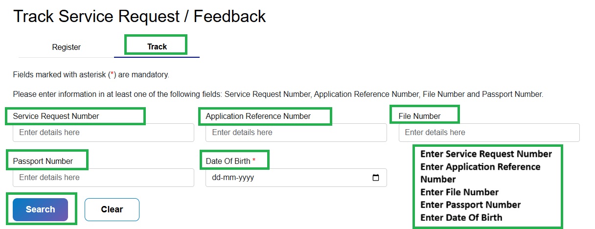 Track services request