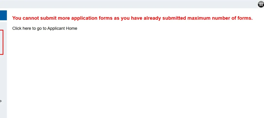 Already submitted maximum forms error